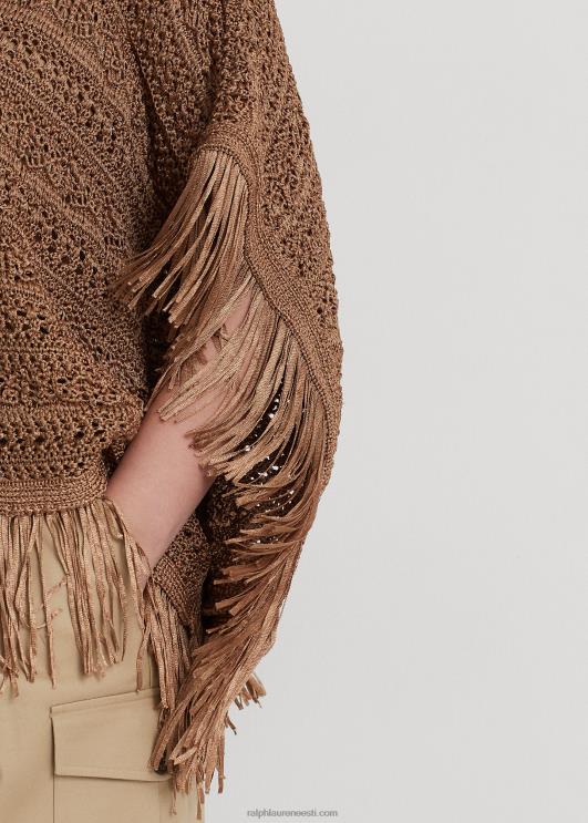 Ralph Lauren naised narmastega pointelle-kootud pontšo PR0V4513 uus pronks