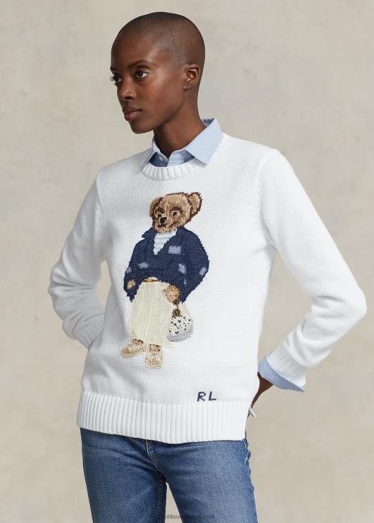Ralph Lauren naised polo bear puuvillasegu kampsun PR0V3063 valge multi