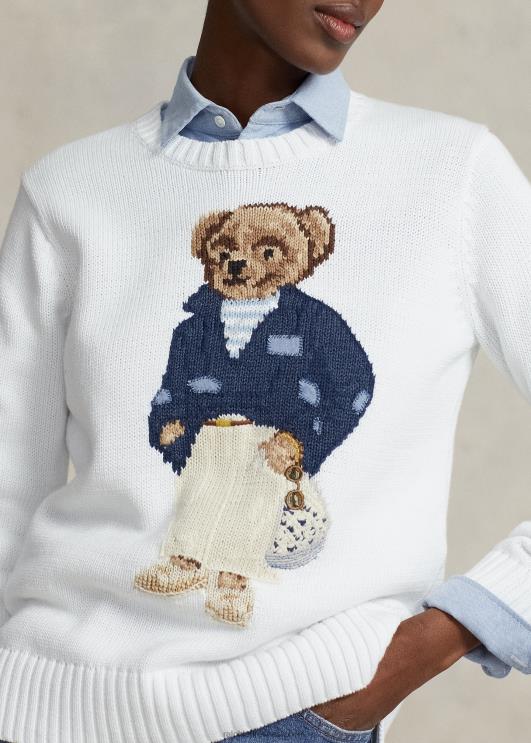 Ralph Lauren naised polo bear puuvillasegu kampsun PR0V3063 valge multi