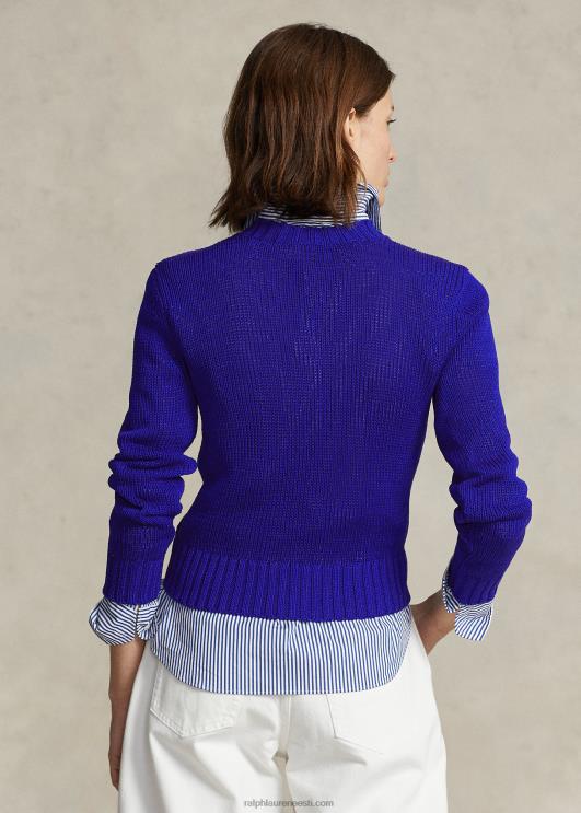 Ralph Lauren naised puuvillane kaelusega kampsun PR0V3197 kuninglik