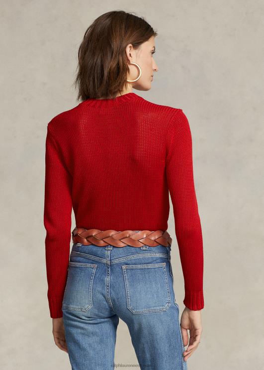 Ralph Lauren naised puuvillane kaelusega kampsun PR0V3198 punane