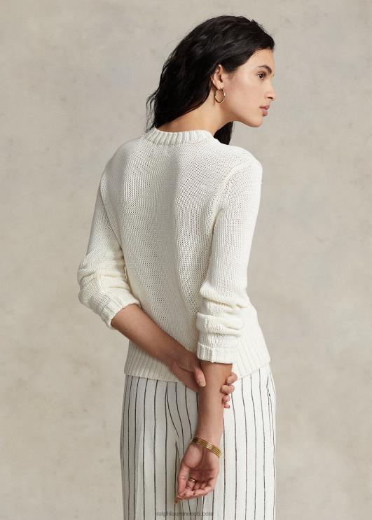 Ralph Lauren naised puuvillane kaelusega kampsun PR0V3199 valge