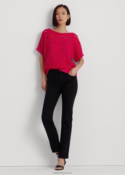 Ralph Lauren naised puuvillasest võrgust lühikeste varrukatega kampsun PR0V3847 spordiroosa