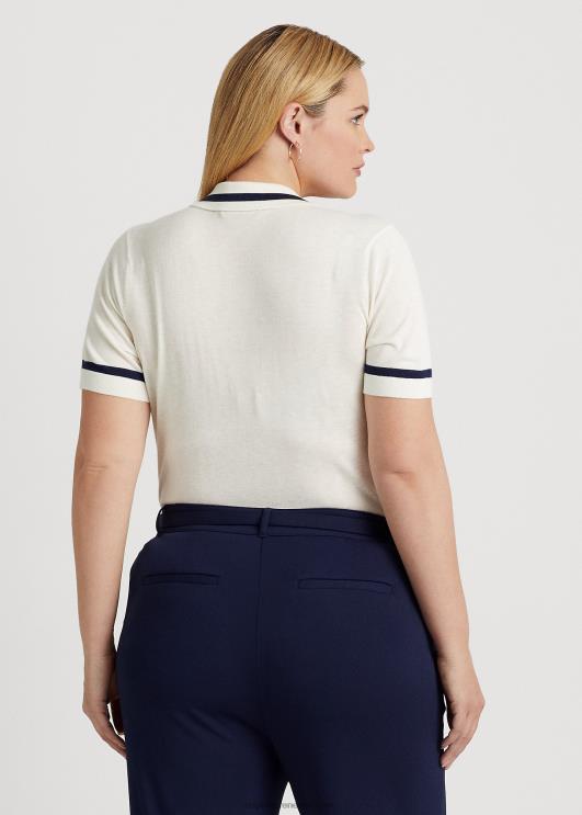 Ralph Lauren naised siidisegu lühikeste varrukatega kampsun PR0V4662 mascarpone kreem