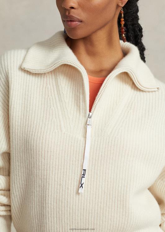 Ralph Lauren naised soonikuga kašmiirvillane pooltõmblukuga kampsun PR0V3133 pärgamendikreem