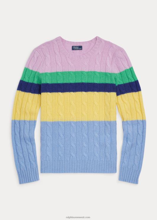 Ralph Lauren naised triibuline kaabliga kootud präänkaelusega kampsun PR0V9184 mitme triibuga