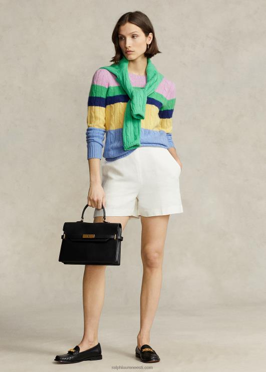 Ralph Lauren naised triibuline kaabliga kootud präänkaelusega kampsun PR0V9184 mitme triibuga