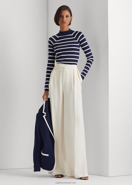 Ralph Lauren naised triibuline kaelusega kampsun PR0V4386 rafineeritud merevärv/kreem