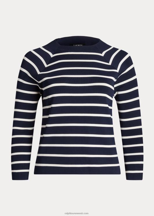 Ralph Lauren naised triibuline kaelusega kampsun PR0V4669 rafineeritud merevärv/kreem