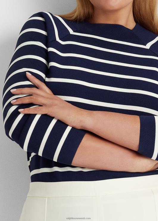 Ralph Lauren naised triibuline kaelusega kampsun PR0V4669 rafineeritud merevärv/kreem