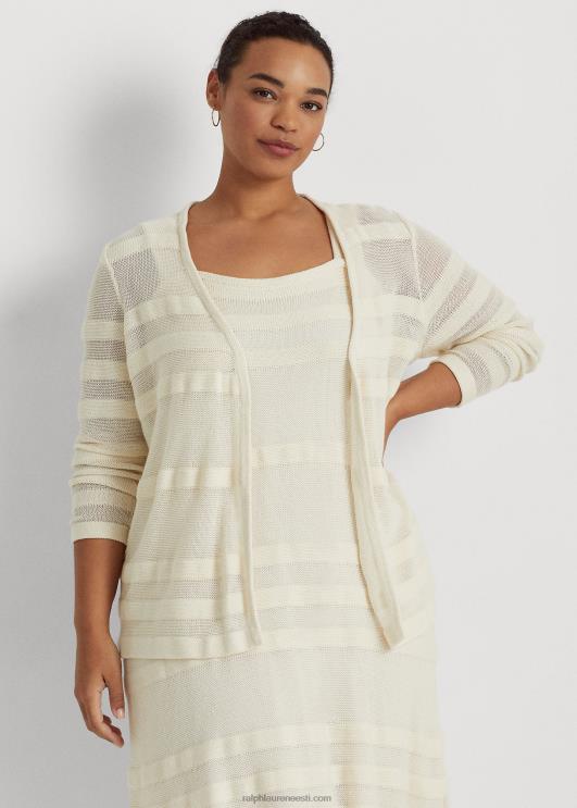 Ralph Lauren naised triibuline kootud kardigan PR0V4646 mascarpone kreem