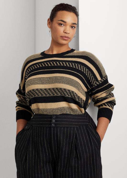 Ralph Lauren naised triibuline linasegu kampsun PR0V4774 must/pruun