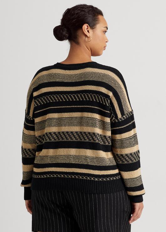 Ralph Lauren naised triibuline linasegu kampsun PR0V4774 must/pruun