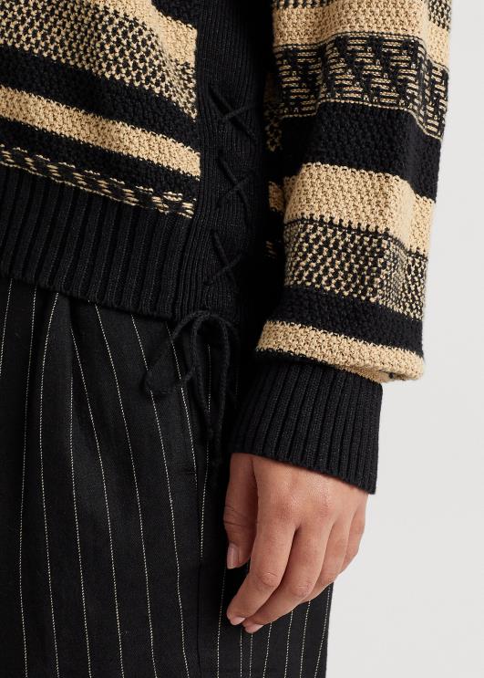 Ralph Lauren naised triibuline linasegu kampsun PR0V4774 must/pruun