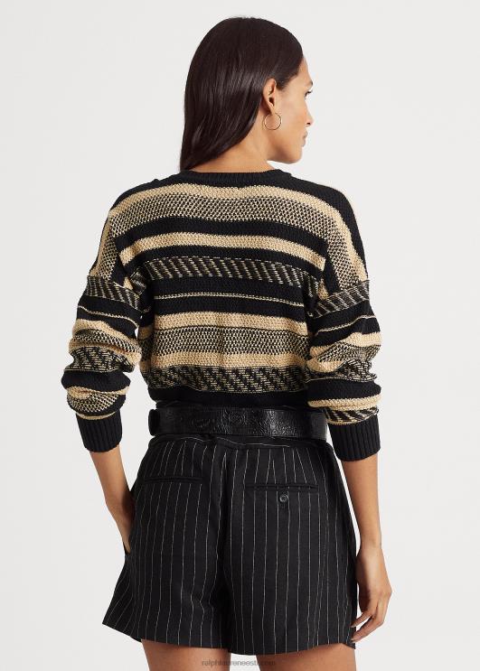 Ralph Lauren naised triibuline linasegu kampsun PR0V9515 must/pruun