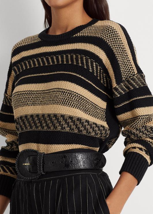 Ralph Lauren naised triibuline linasegu kampsun PR0V9515 must/pruun