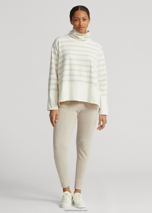Ralph Lauren naised triibuline performance fliispulover PR0V3569 klubimaja kreem/triip