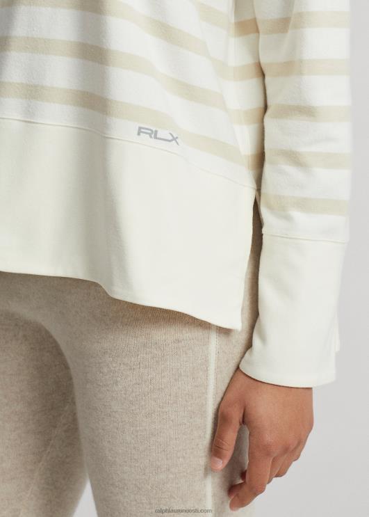Ralph Lauren naised triibuline performance fliispulover PR0V3569 klubimaja kreem/triip
