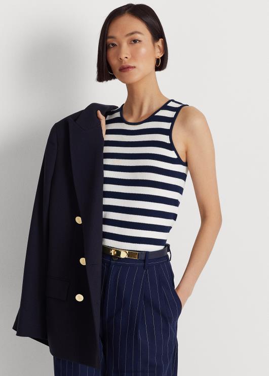 Ralph Lauren naised triibuline puuvillasegu varrukateta kampsun PR0V4851