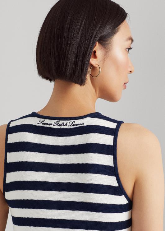 Ralph Lauren naised triibuline puuvillasegu varrukateta kampsun PR0V4851