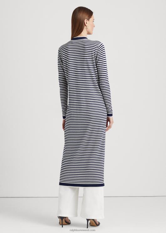 Ralph Lauren naised triibuline siidisegune pikk kardigan PR0V4887 rafineeritud mere-/valge