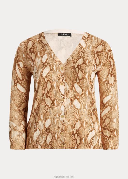 Ralph Lauren naised ussinahast mustriga puuvillasegu kardigan PR0V4768 kreem multi