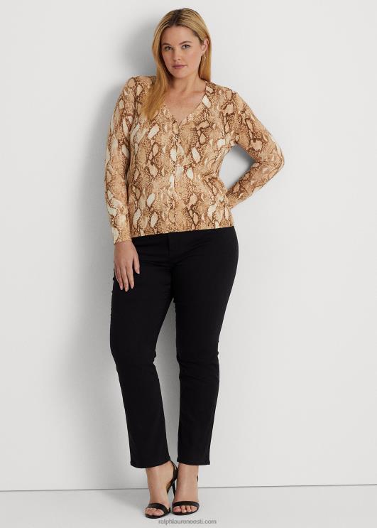 Ralph Lauren naised ussinahast mustriga puuvillasegu kardigan PR0V4768 kreem multi