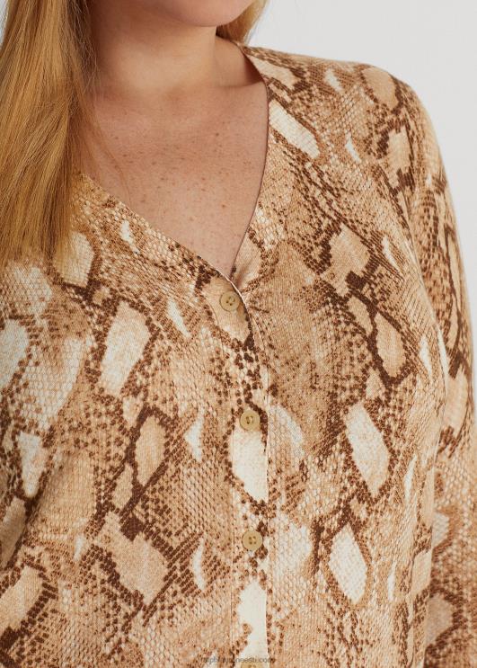 Ralph Lauren naised ussinahast mustriga puuvillasegu kardigan PR0V4768 kreem multi