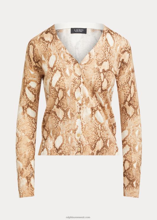 Ralph Lauren naised ussinahast mustriga puuvillasegu kardigan PR0V4878 kreem multi