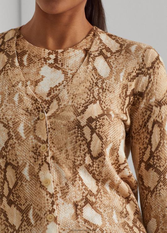 Ralph Lauren naised ussinahast mustriga puuvillasegu kardigan PR0V4878 kreem multi