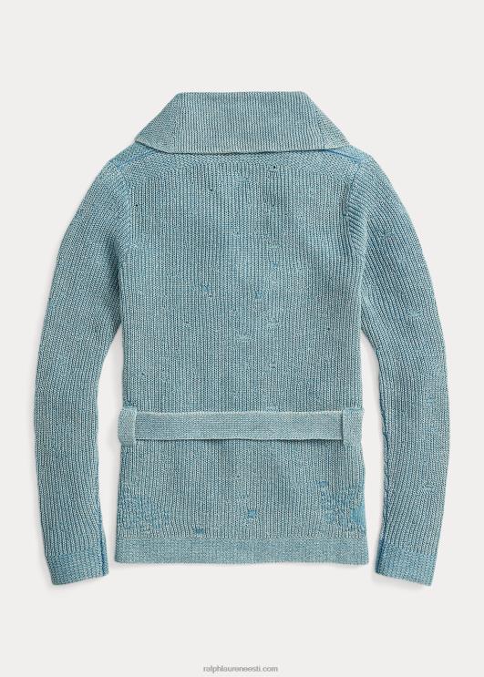Ralph Lauren naised vööga puuvillane-linane kardigan PR0V3641 kerge indigo