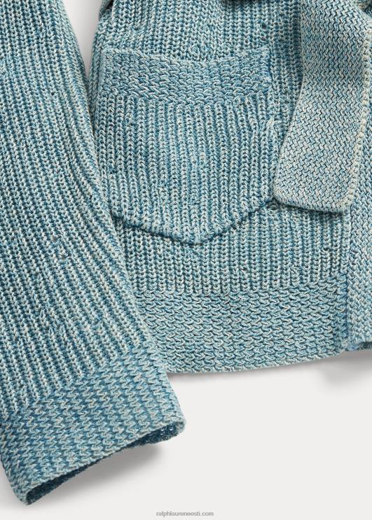 Ralph Lauren naised vööga puuvillane-linane kardigan PR0V3641 kerge indigo