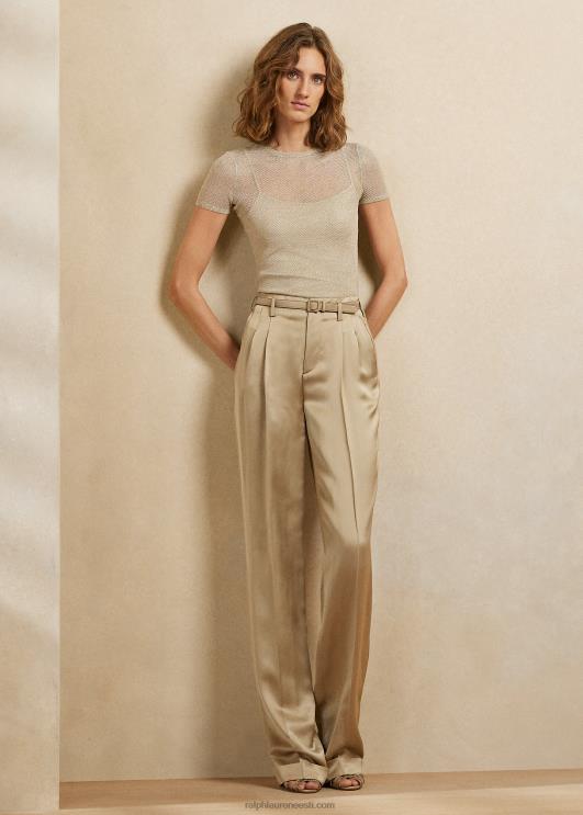 Ralph Lauren naised võrgust lühikeste varrukatega kampsun PR0V3521 šampanja