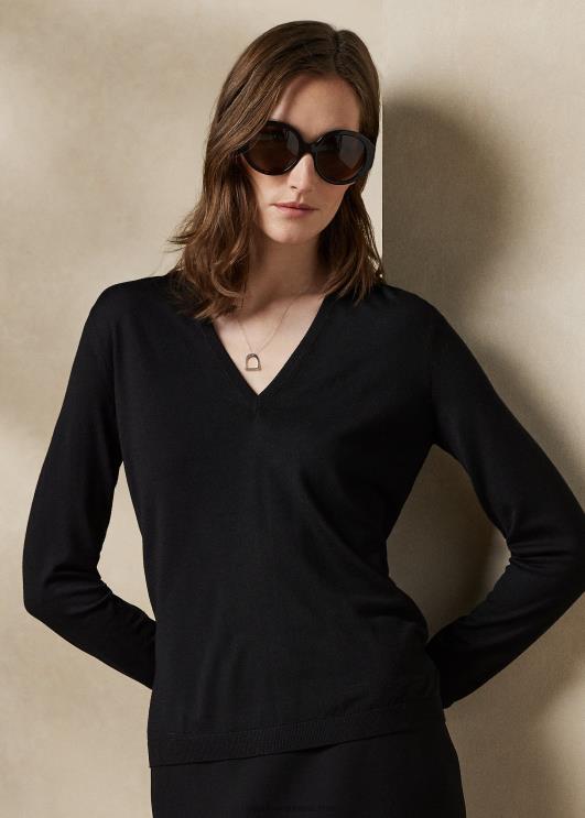 Ralph Lauren naised villane pikkade varrukatega v-kaelusega kampsun PR0V9125 must