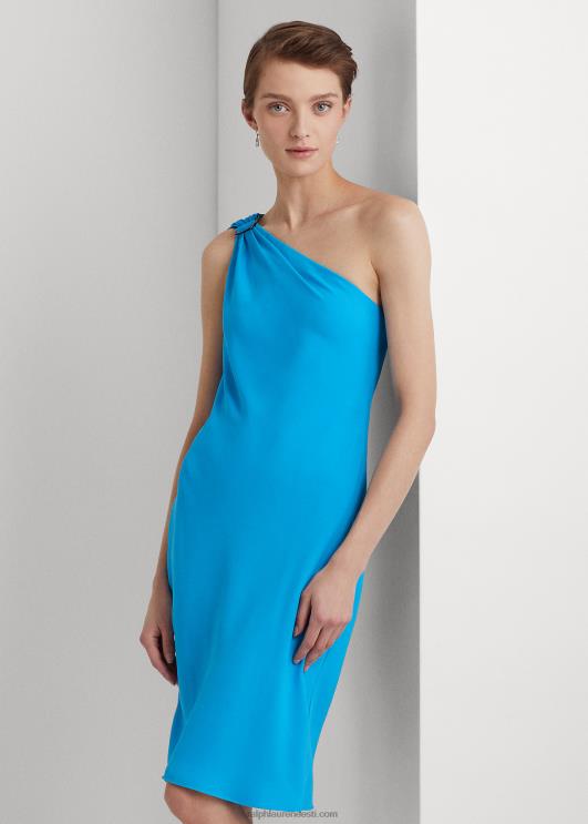 Ralph Lauren naised Georgette ühe õlaga kokteilikleit PR0V3899 leekides ookean