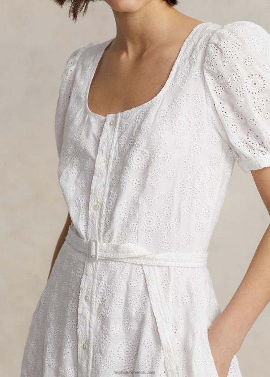 Ralph Lauren naised aas-tikandiga linane kleit PR0V2991 valge