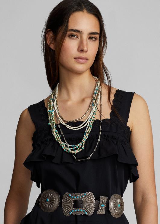 Ralph Lauren naised aas-tikandiga volangidega puuvillane kleit PR0V3621 vintage must