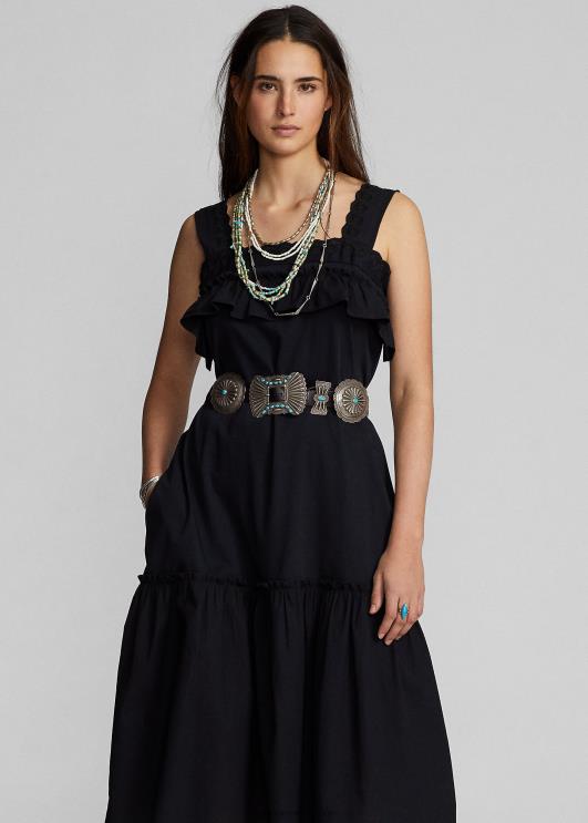 Ralph Lauren naised aas-tikandiga volangidega puuvillane kleit PR0V3621 vintage must