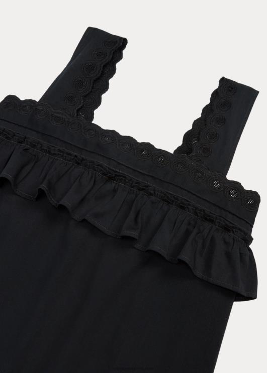 Ralph Lauren naised aas-tikandiga volangidega puuvillane kleit PR0V3621 vintage must