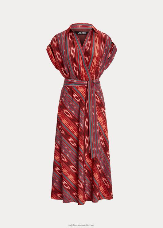 Ralph Lauren naised geotriibuline vööga kreppkleit PR0V3792 fuksia/apelsin/multi