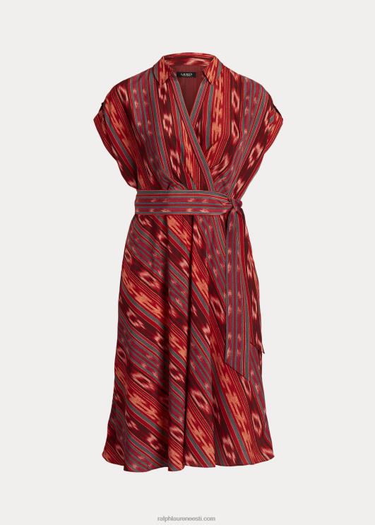 Ralph Lauren naised geotriibuline vööga kreppkleit PR0V4512 fuksia/apelsin/multi