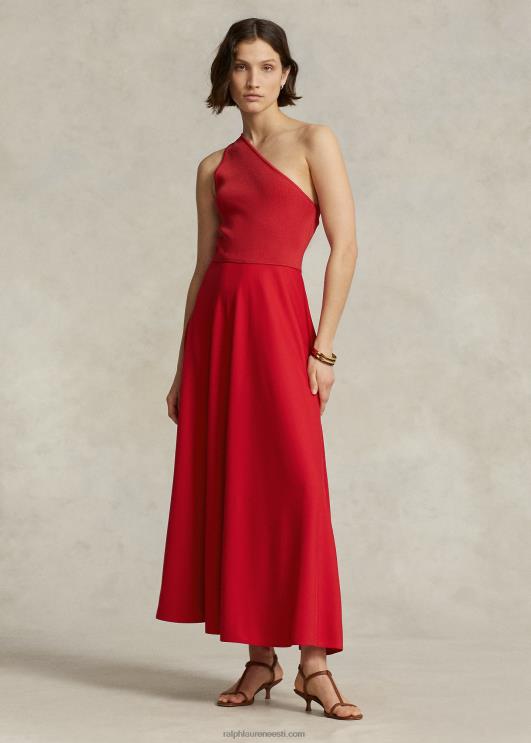 Ralph Lauren naised hübriidne ühe õlaga kokteilikleit PR0V2983 päikeseloojangu punane