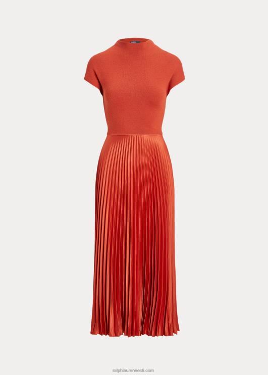 Ralph Lauren naised hübriidne kampsun-plisseeritud mockneck kleit PR0V3205 rooste