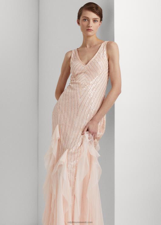 Ralph Lauren naised helmestega tüllkleit PR0V4089 pilv roosa