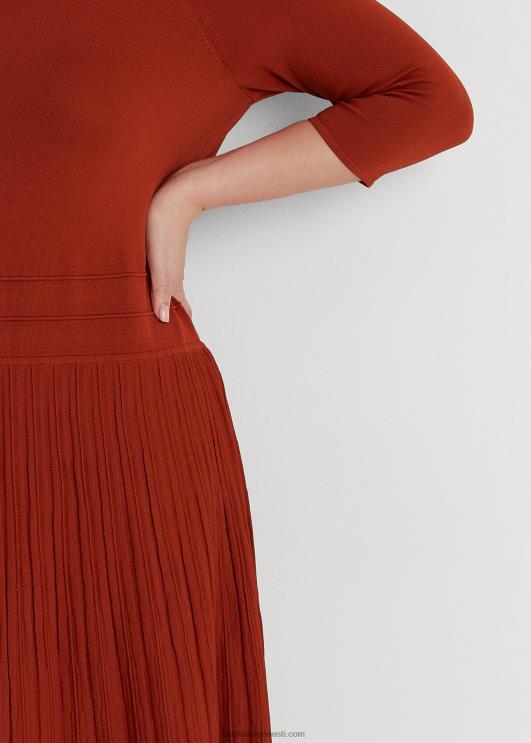 Ralph Lauren naised jersey kolmveerandvarrukatega kleit PR0V4518 punane päikesekivi