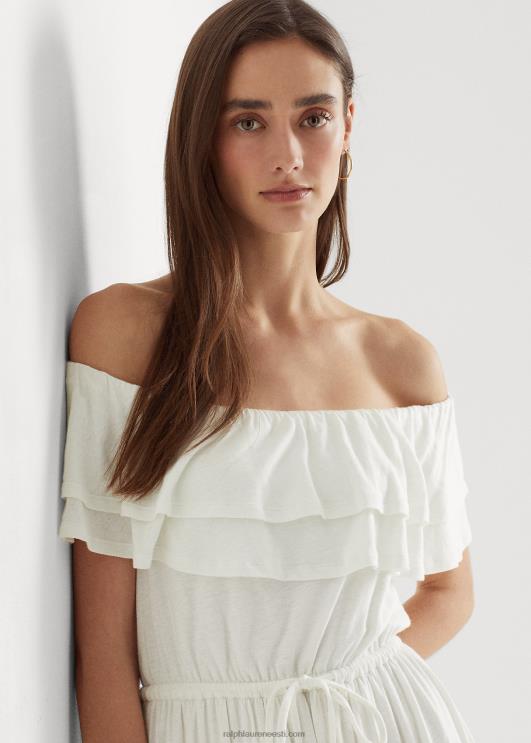 Ralph Lauren naised jersey õlgadeta kleit PR0V3905 valge