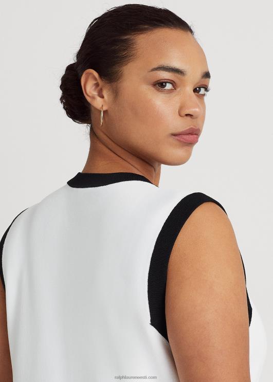 Ralph Lauren naised kahetooniline varrukateta kampsun PR0V4571 valge must