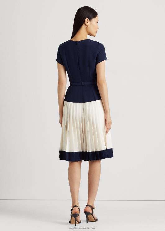 Ralph Lauren naised kahevärviline vööga georgette kleit PR0V4073 rafineeritud merevärv/kreem