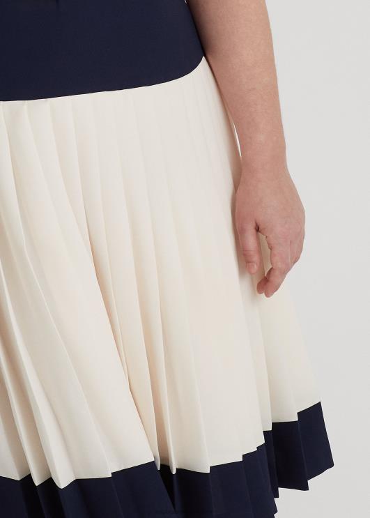 Ralph Lauren naised kahevärviline vööga georgette kleit PR0V4692