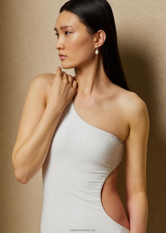 Ralph Lauren naised karsiiniga kaunistatud akvalangi õhtukleit PR0V3518 valge